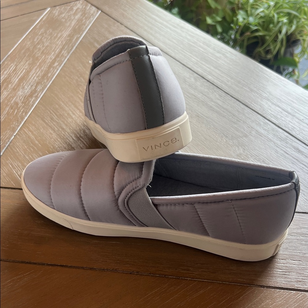 Vince Light Gray Quilted Slip-On Shoes